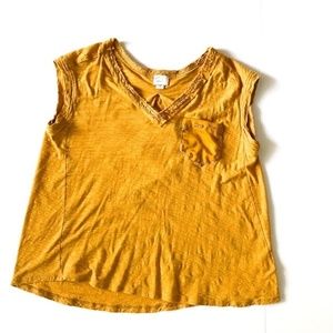 Anthro Postmark Mustard Yellow Plaza Pocket Tee